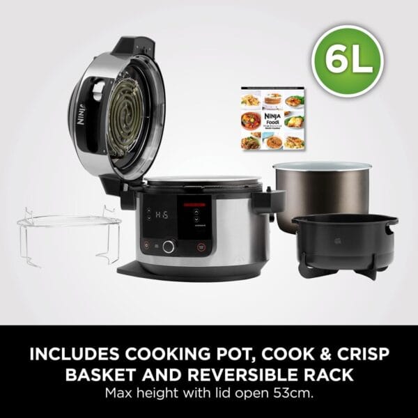 Ninja Foodi 11-in-1 6L SmartLid Multi-Cooker, Stainless Steel/Black OL550UK