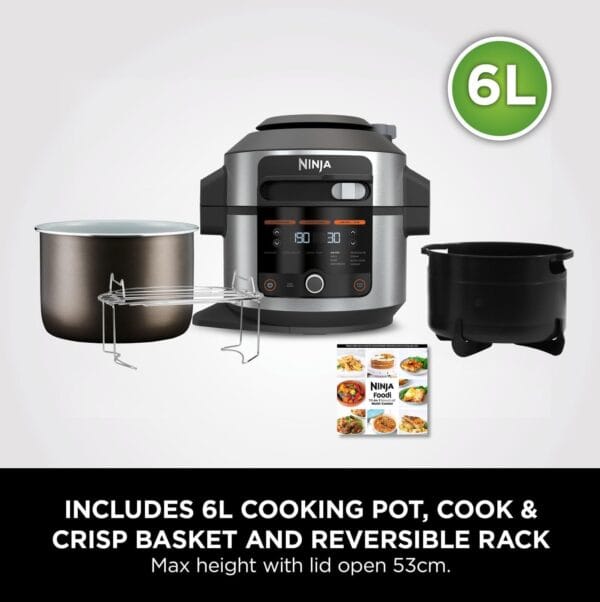 Ninja Foodi 11-in-1 6L SmartLid Multi-Cooker, Stainless Steel/Black OL550UK