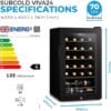 Subcold Viva24 Wine Fridge | 24 Bottles | 3-18°C | Undercounter [Energy Class G]