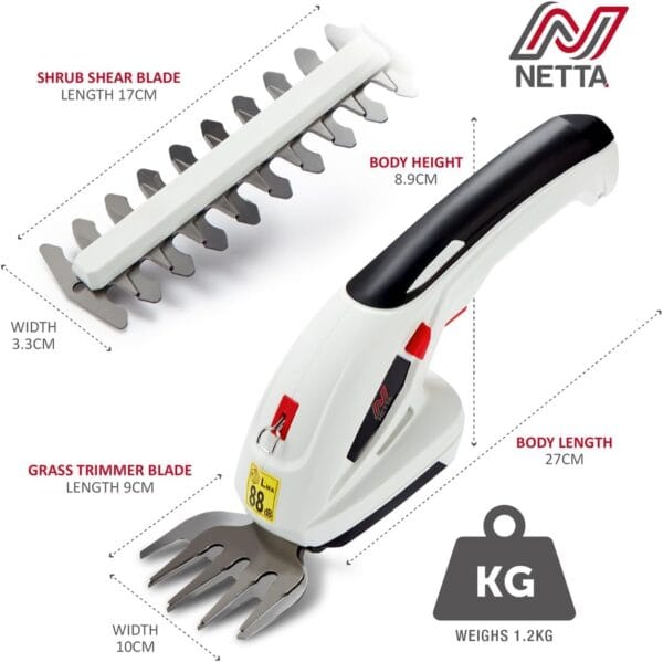 61xoQnaijnL._AC_SL1200_ NETTA 2-in-1 Cordless Hedge Trimmer & Grass Shear