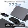 JUOVI 222W Power Bank 25000mAh with Detachable USB C Cable