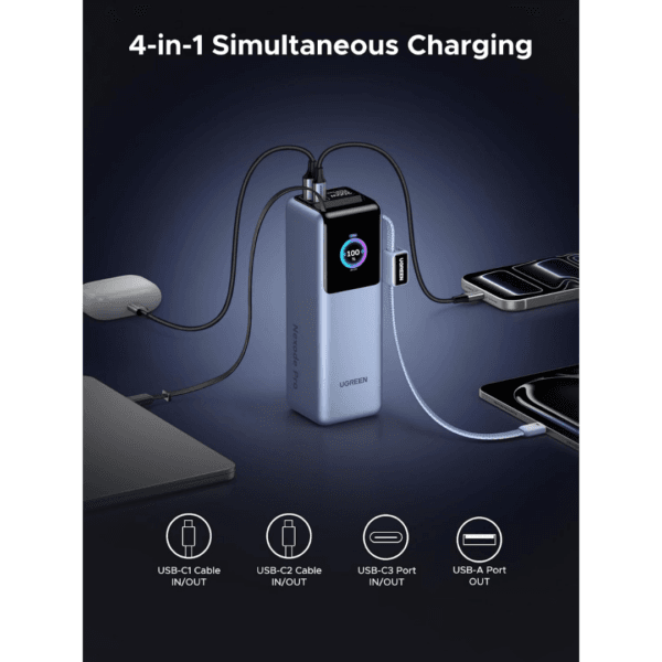 7 UGREEN Nexode 200W 25,000mAh Power Bank Smart Display and Retractable Cable