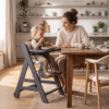 hauck Grow-Along Wooden Highchair with Tray and Wheels, Beta+ Dark Grey