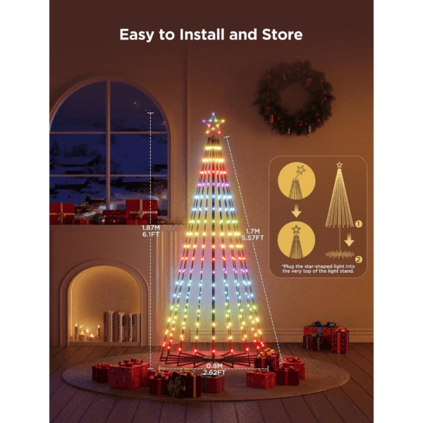 Govee Christmas Cone Tree Lights 1.87m, 316 LEDs RGBIC String Lights, Black [Energy Class G]