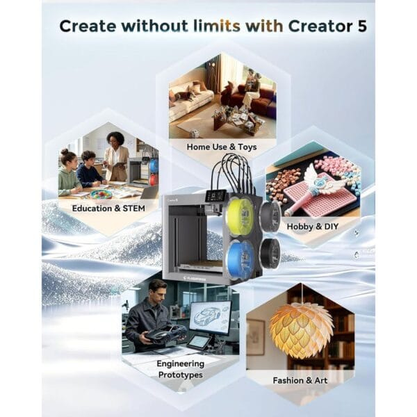 FLASHFORGE Creator 5 3D Printer, 4-Toolheads Multi-Color Printing