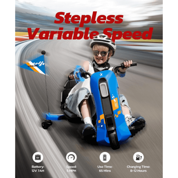 7 ELEMARA Electric Go Kart for Kids with Stepless Speed