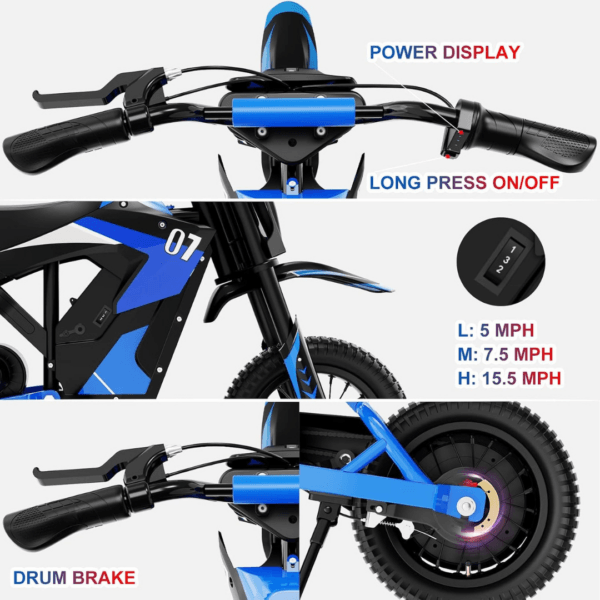 7 EVERCROSS EV12M Kids Electric Dirt Bike, 300W, 12in Pneumatic Tyres