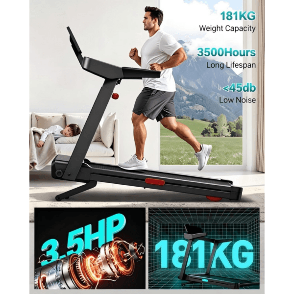 Foldable Walking Pad with 20% Incline, 3.5HP Motor Treadmill For Home