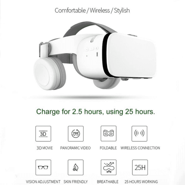 3D VR Glasses with HiFi Bluetooth Headphones