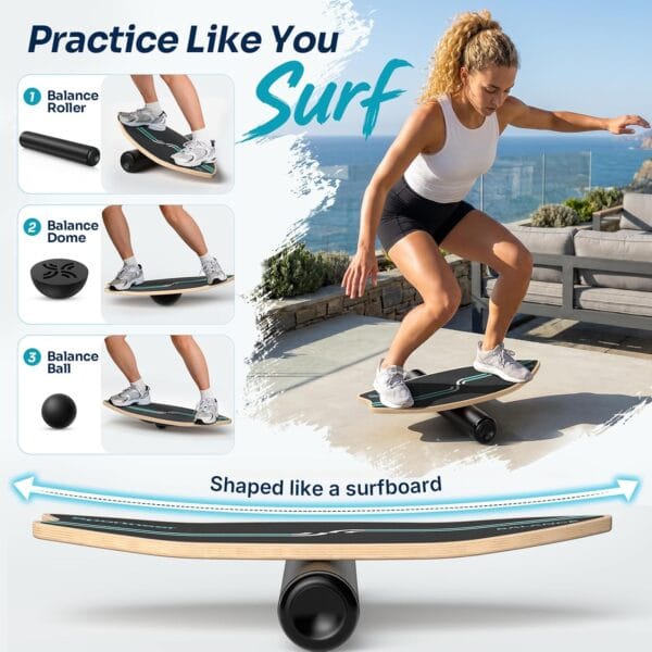 Sportneer Surf Balance Board Adult, Surfing Skateboard Training 200KG