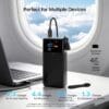JUOVI 222W Power Bank 25000mAh with Detachable USB C Cable