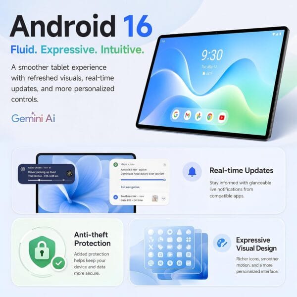 TECLAST 11 Inch Tablet, Android 16 Tablet, 24GB+128GB, with Case