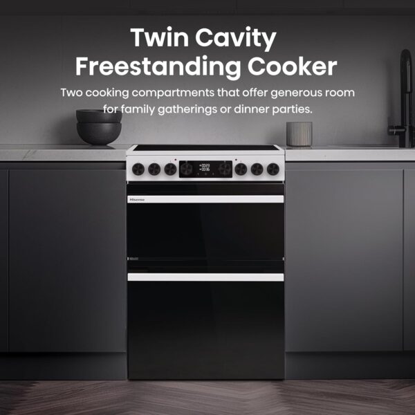Hisense Hi6 Max 60cm Electric Cooker with Ceramic Hob HDCEC6C20W - White - A Rated [Energy Class A]