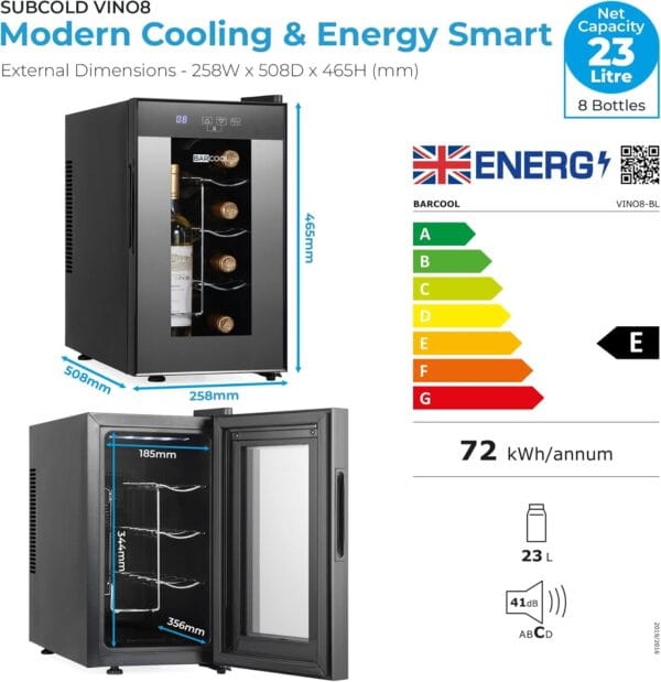 Barcool VINO8 Wine Fridge | 8 Bottles | 5-18°C | Tabletop