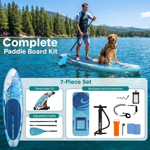 711CtRaudCL._AC_SL1000_ SereneLife Paddle Board Inflatable Stand Up SUP 32in Wide