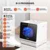 AIRMSEN NEW Upgraded Table Top Dishwasher, 8+3 Wash Programs, 5L Tank [Energy Class D]