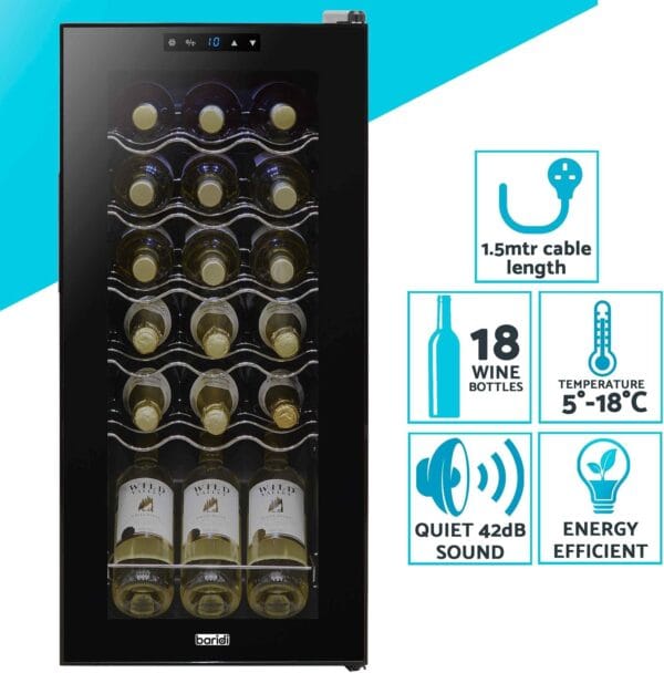 Dellonda Baridi 18 Bottle Wine Cooler Fridge with Digital Touch