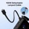 JUOVI 222W Power Bank 25000mAh with Detachable USB C Cable