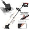 21V Cordless Strimmer, Telescopic Lightweight Grass Trimmer with 6xMetal Blades & 10xPlastic Blades