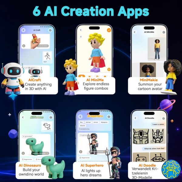 X-Maker AI Kids 3D Printer, Enclosed, Wi-Fi Printing, App Control, Ready to Print