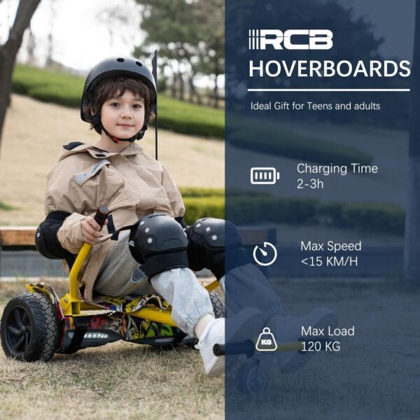 RCB Hoverboard and Kart Bundle for Kids with Hoverkart Set