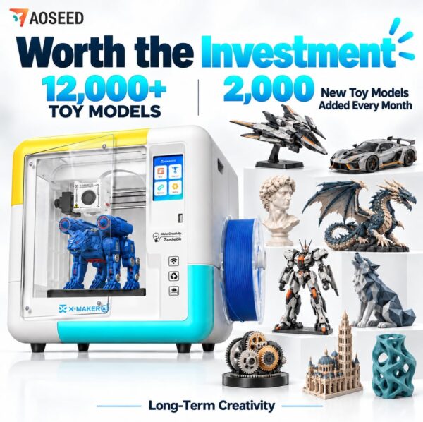 X-Maker AI Kids 3D Printer, Enclosed, Wi-Fi Printing, App Control, Ready to Print