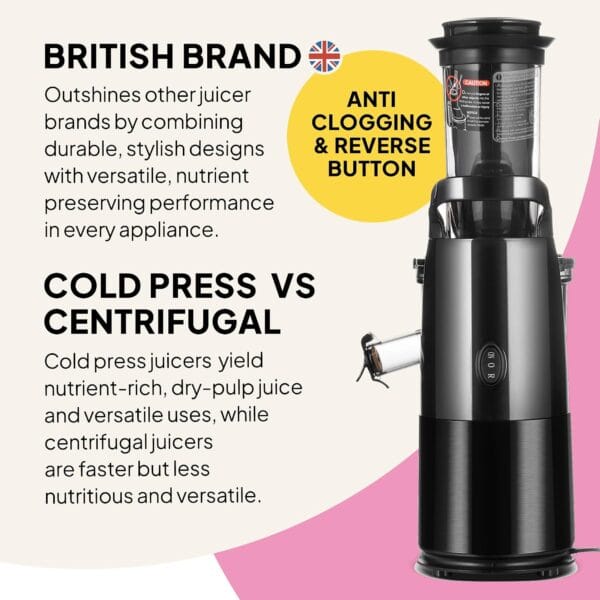 Fridja f1900 Cold Press Juicer, 240W Slow Juicer, 78mm Chute, BPA-Free