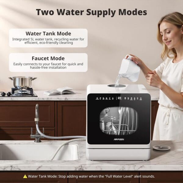 AIRMSEN NEW Upgraded Table Top Dishwasher, 8+3 Wash Programs, 5L Tank [Energy Class D]