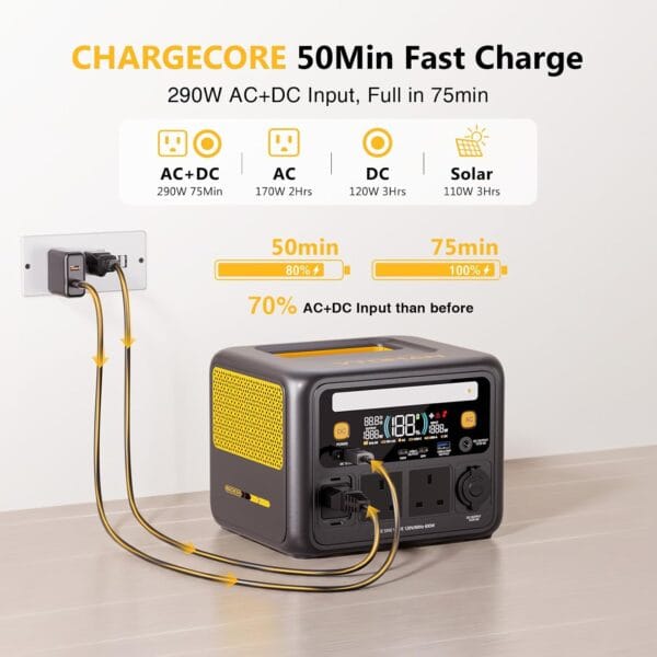 VTOMAN New JUMP 600X Portable Power Station 600W-268.8Wh LiFePO4 Battery
