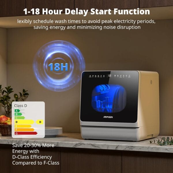 AIRMSEN NEW Upgraded Table Top Dishwasher, 8+3 Wash Programs, 5L Tank [Energy Class D]