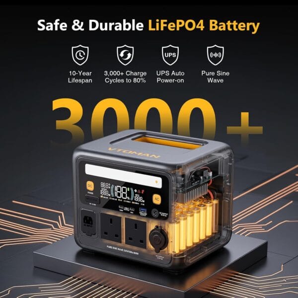 VTOMAN New JUMP 600X Portable Power Station 600W-268.8Wh LiFePO4 Battery