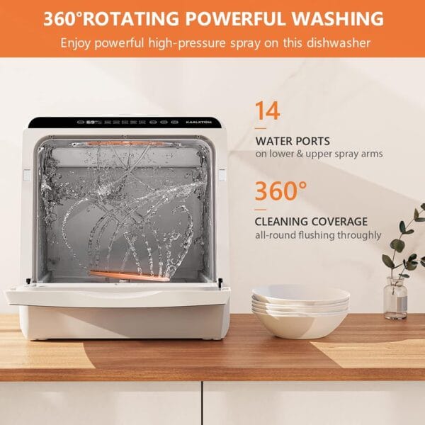 Karlxtom Table Top Dishwasher 6 Programs Mini Dishwasher with Touch Control