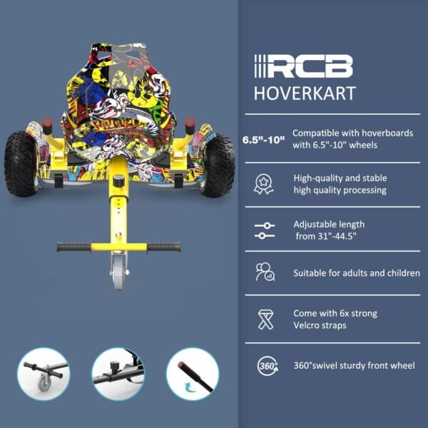 RCB Hoverboard and Kart Bundle for Kids with Hoverkart Set