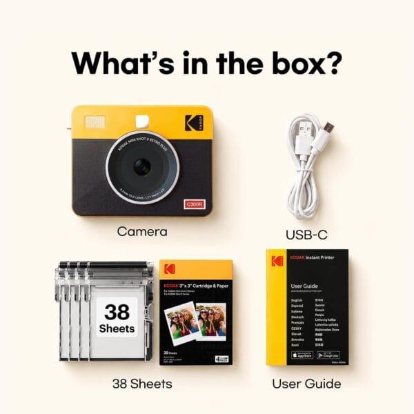 719M1W1fUaL._AC_SL1500_ KODAK Mini Shot 3 Retro 3x3 Instant Camera, Photo Printer, 38 Sheet, Yellow