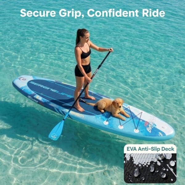 71A5SoLajUL._AC_SL1000_ SereneLife Paddle Board Inflatable Stand Up SUP 32in Wide