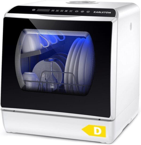 Karlxtom Table Top Dishwasher 6 Programs Mini Dishwasher with Touch Control