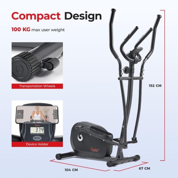 Sunny Health & Fitness Smart Upright Elliptical Machine & Cross Trainer