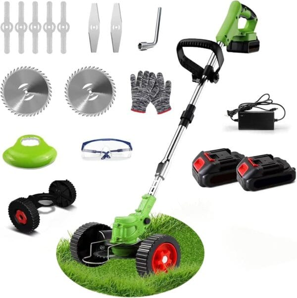Cordless Garden Strimmers,Electric Cordless 21v Grass Strimmer with 2 X 2000mAh Battery