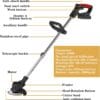 21V Cordless Strimmer, Telescopic Lightweight Grass Trimmer with 6xMetal Blades & 10xPlastic Blades