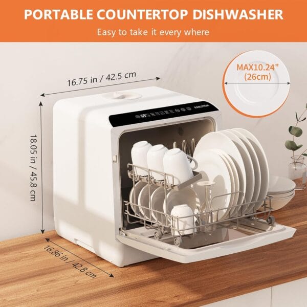 Karlxtom Table Top Dishwasher 6 Programs Mini Dishwasher with Touch Control