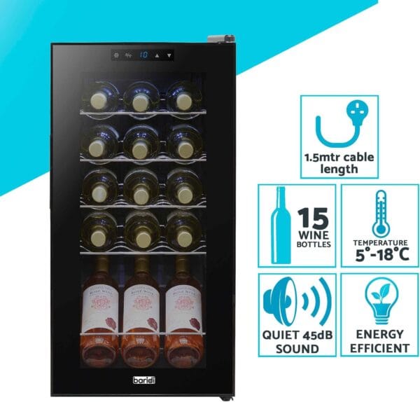 Dellonda Baridi 15 Bottle Wine Cooler Fridge with