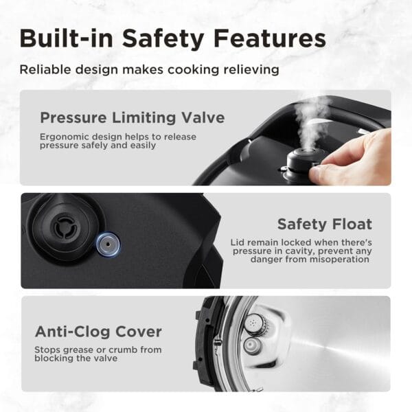 Midea Electric Pressure Cooker 5.7L, 9-in-1 Multi Cooker, 12 Presets, 80kPa