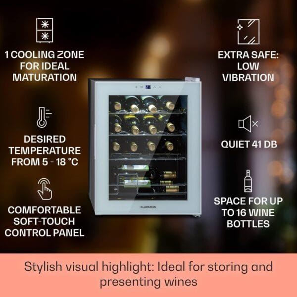 Klarstein Shiraz Wine Cooler White – 28 Bottles