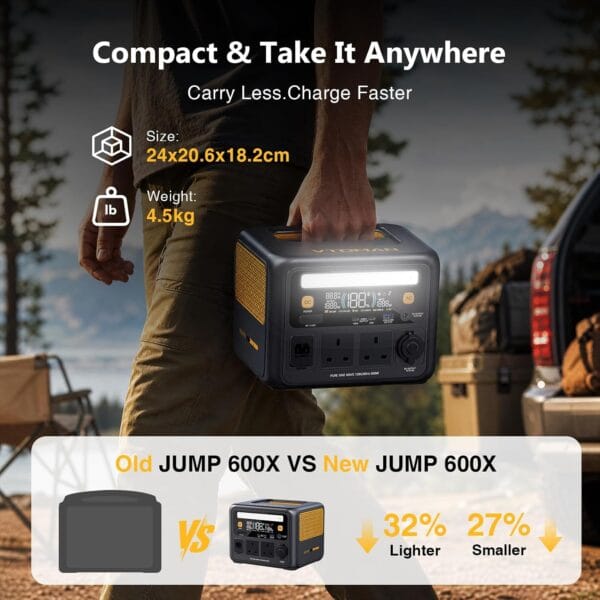 VTOMAN New JUMP 600X Portable Power Station 600W-268.8Wh LiFePO4 Battery