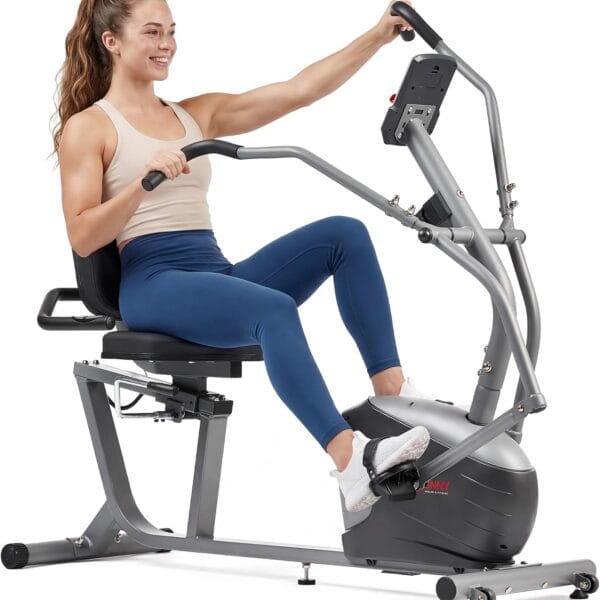 Sunny Health & Fitness Smart Recumbent Cross Trainer for Full-Body Exercise
