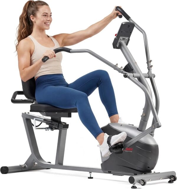 Sunny Health & Fitness Smart Recumbent Cross Trainer for Full-Body Exercise