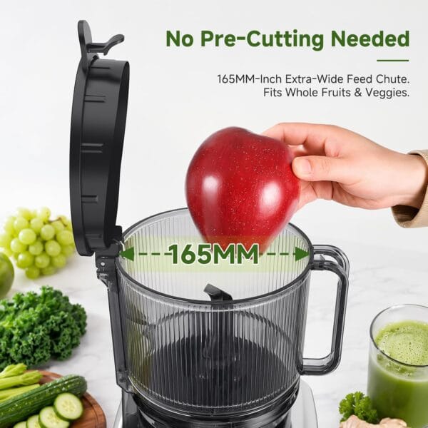 AAOBOSI 3-in-1 Cold Press Juicer, 165mm Wide Feed Chute for Whole Fruits
