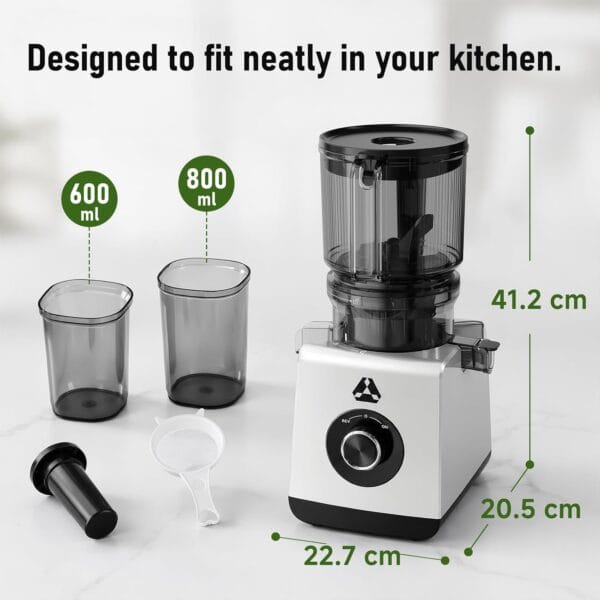 AAOBOSI 3-in-1 Cold Press Juicer, 165mm Wide Feed Chute for Whole Fruits