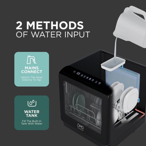 DMD Collective - 5L Table Top Dishwasher, Compact Mini Dishwasher, Black [Energy Class B]