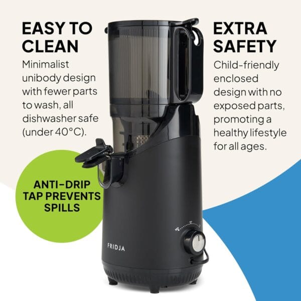Fridja f2500 Self-Feeding Juicer, 135mm Chute, Whole Fruit, 250W Cold Press